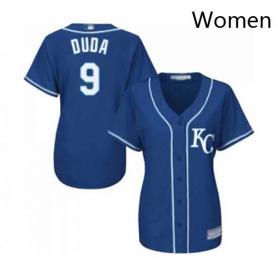 Womens Kansas City Royals 9 Lucas Duda Replica Blue Alternate 2 Cool Base Baseball Jersey